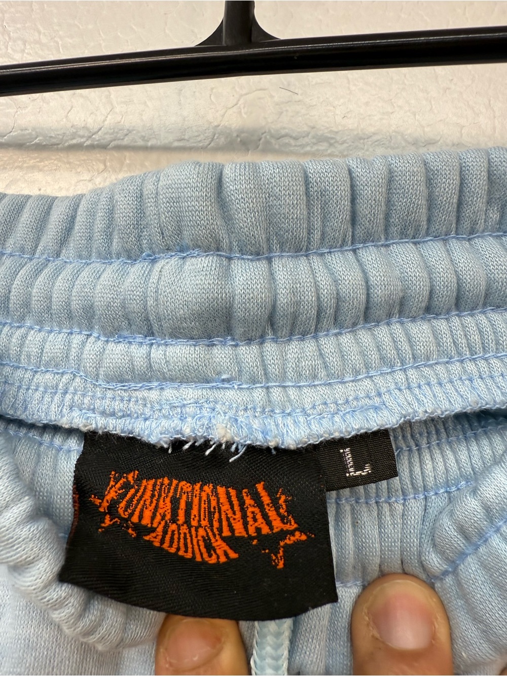 Light Blue Flame Panel oversized Sweatpants with Red FA Logo - Picture 6 of 6